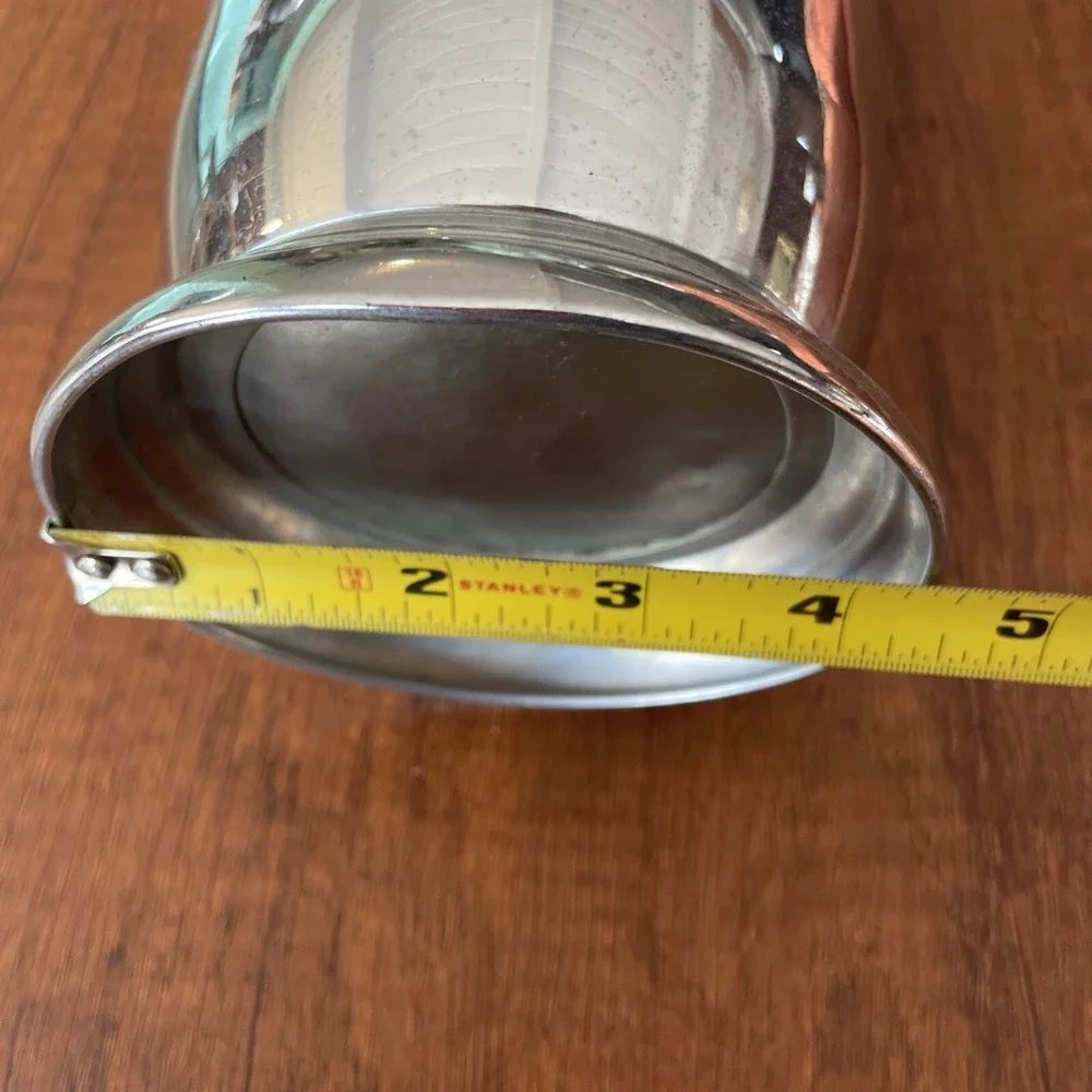 Vintage MCM Art Deco Chrome Charger Cocktail Pitcher‎ Barware Martini Shaker